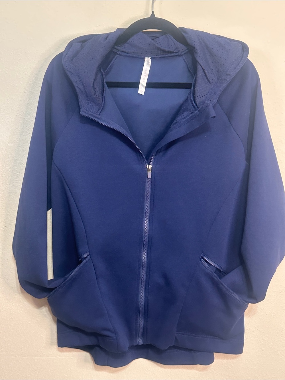 Fabletics Women's Deep Blue Hooded Zip-Up Jacket